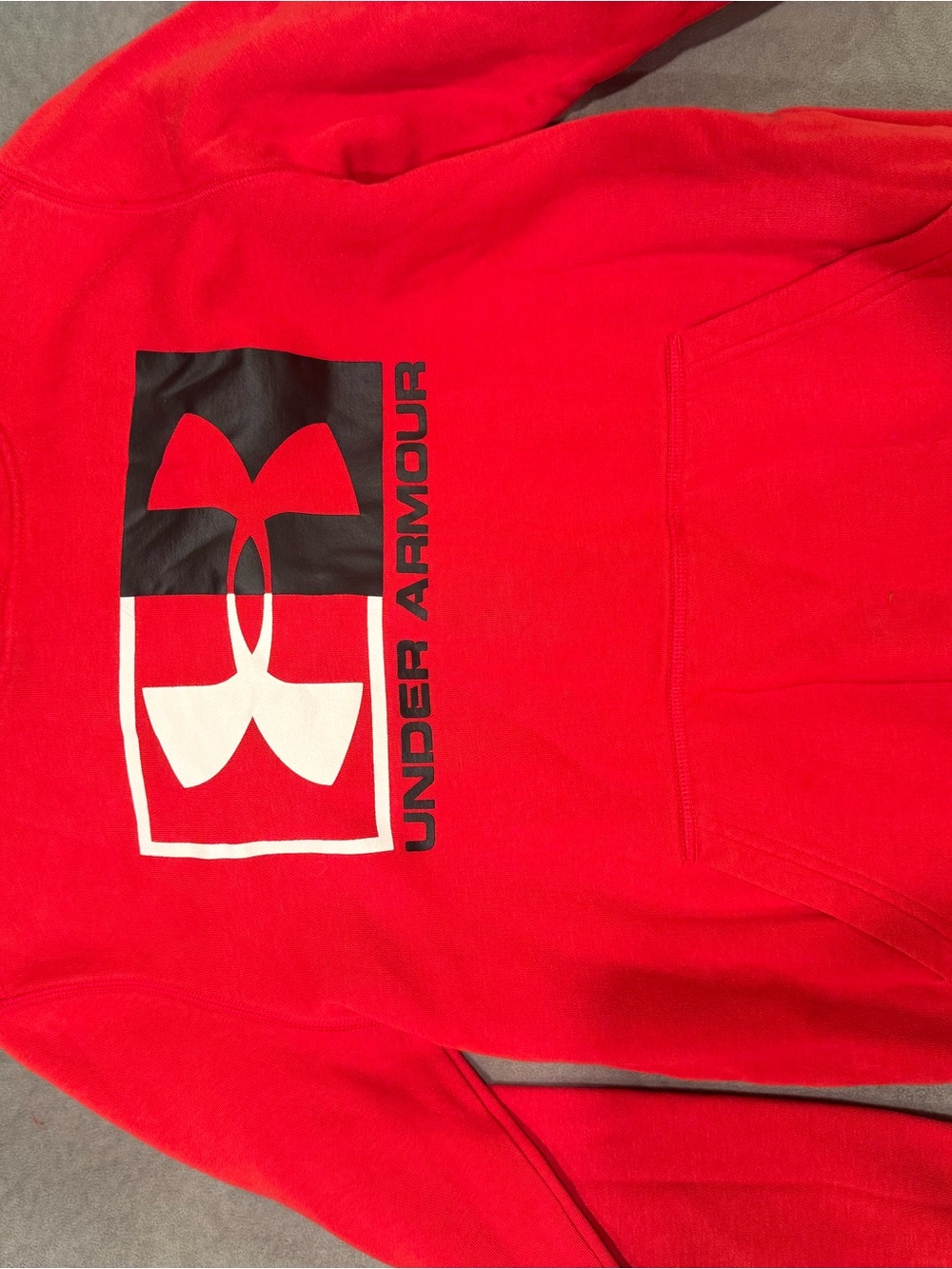 Under Armour Kids Red Hoodie with Black & White Logo